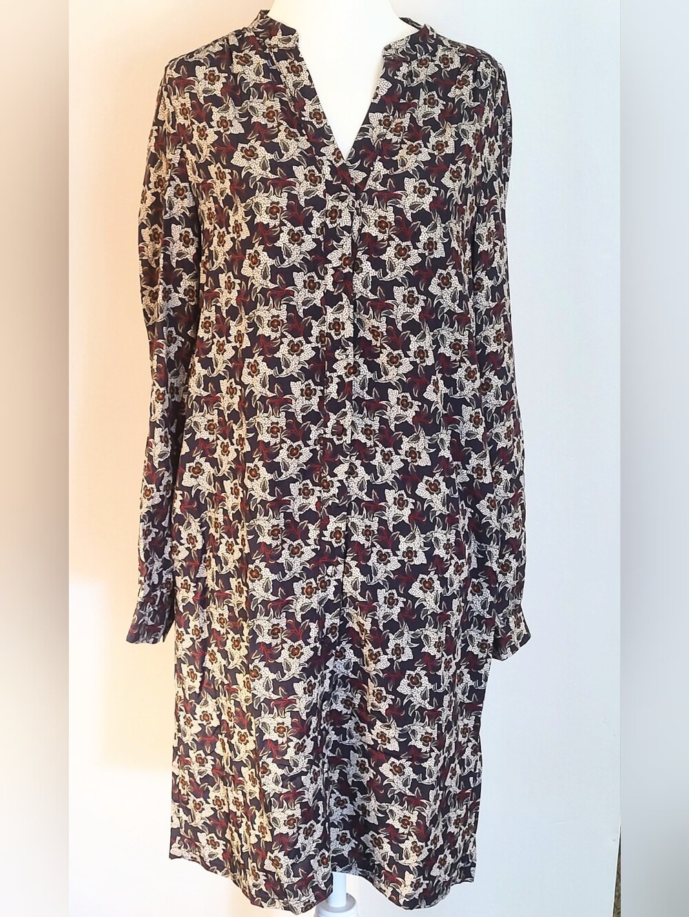 Cyrillus Paris Floral Button Front Midi Dress EU 34 US 4 French Cottagecore